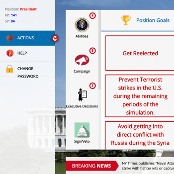 Statecraft U.S. Government Simulation President Goals